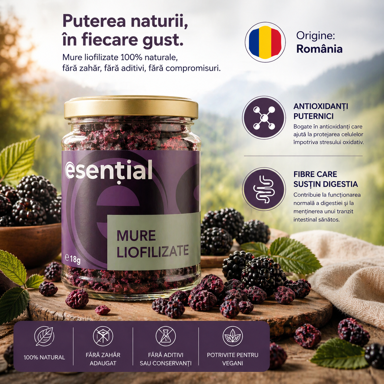 Mure liofilizate, 18g Esential