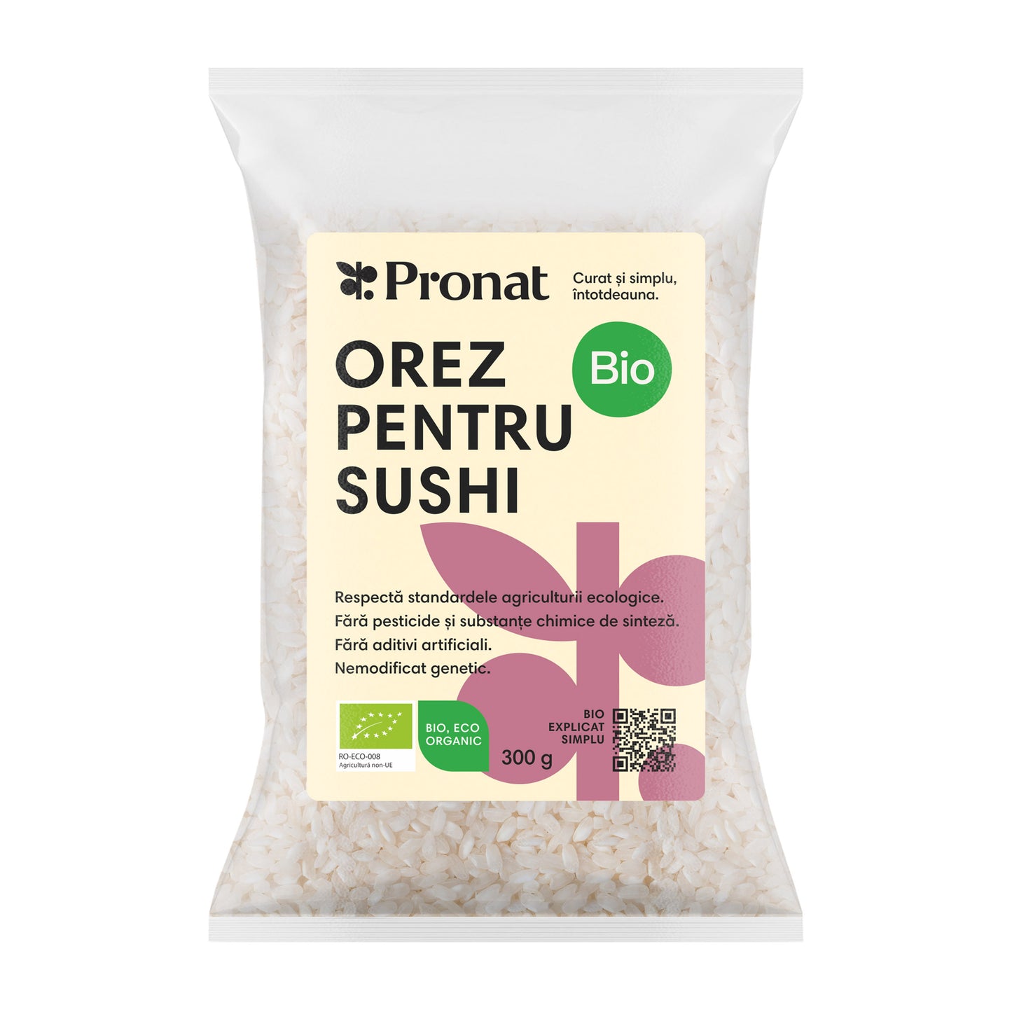 Orez bio pentru sushi, 300g Pronat