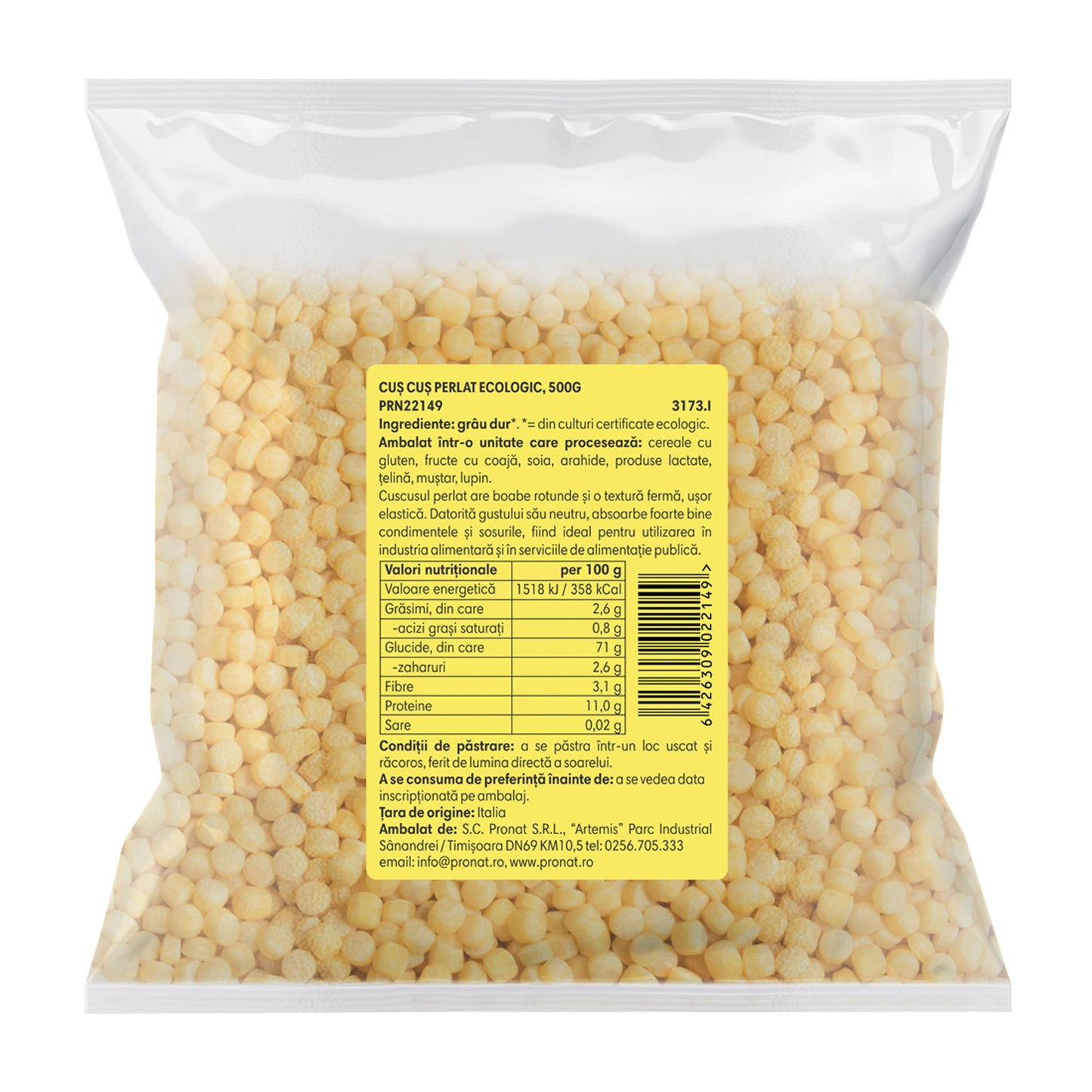 Cus cus perlat bio, 500g Pronat