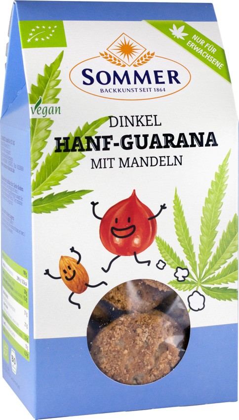 Biscuiti bio cu canepa si guarana, 150g Sommer