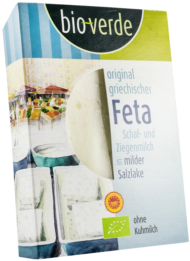 Branza feta bio originala in stil grecesc, din lapte de oaie si capra, in saramura putin sarata, 200g Bioverde