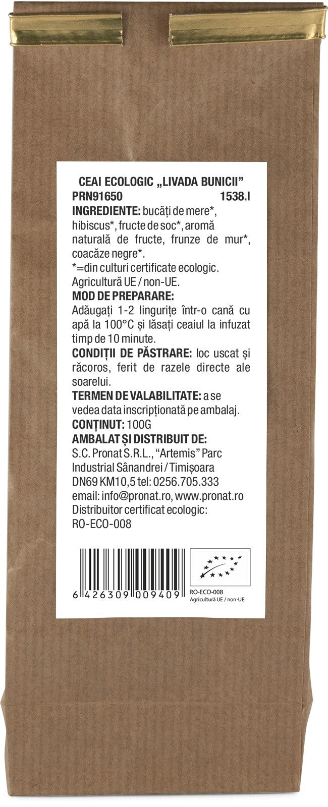 Ceai bio Livada Bunicii 100g Pronat