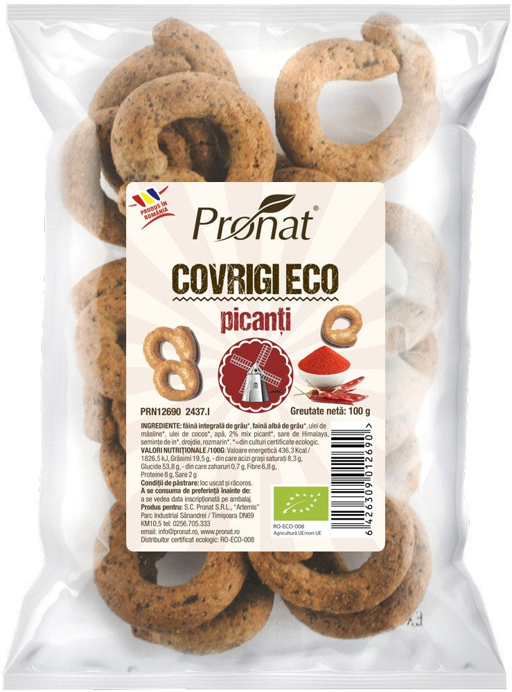 Covrigi bio picanti 100g Pronat