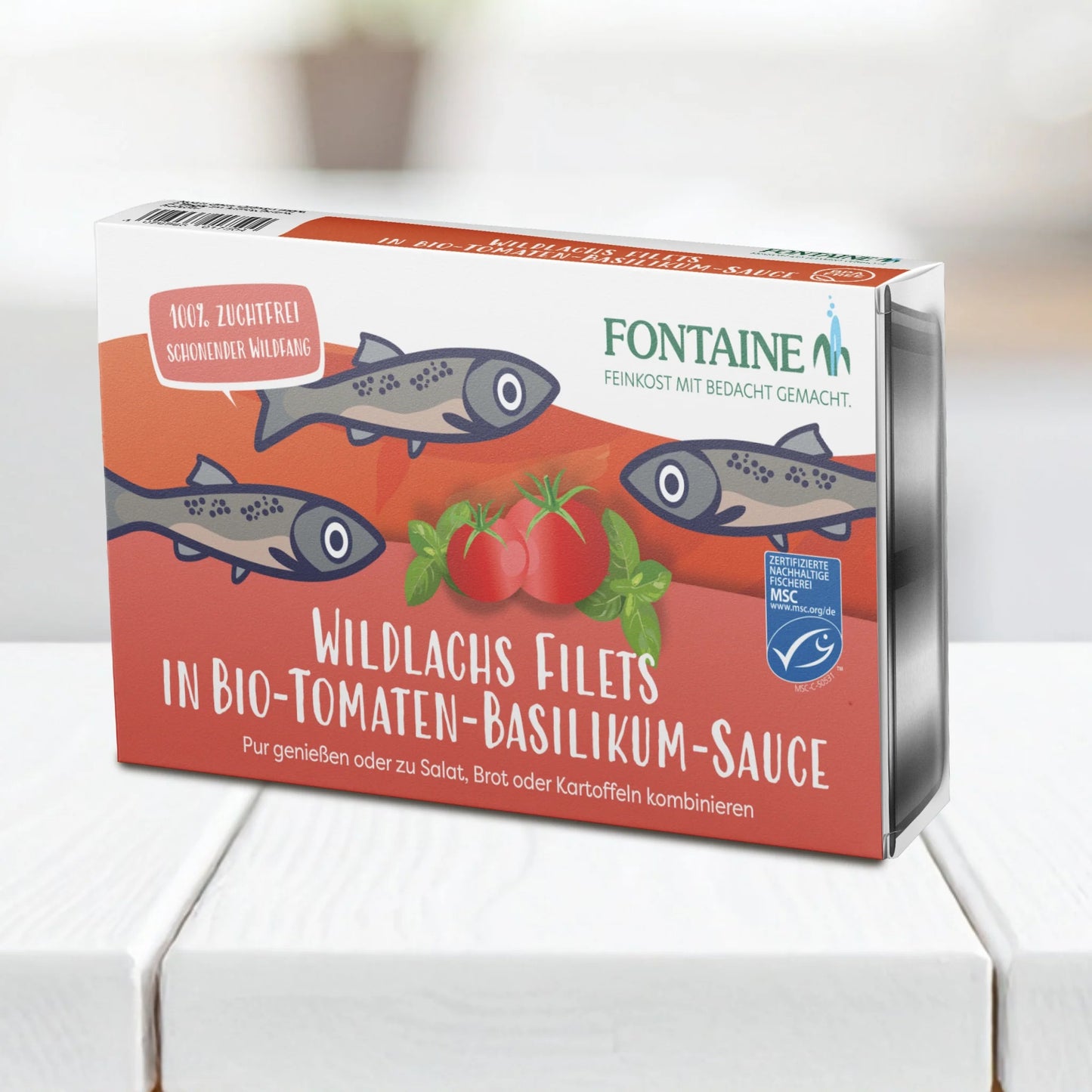 File de somon salbatic in sos de rosii bio si sos de busuioc, 200g Fontaine