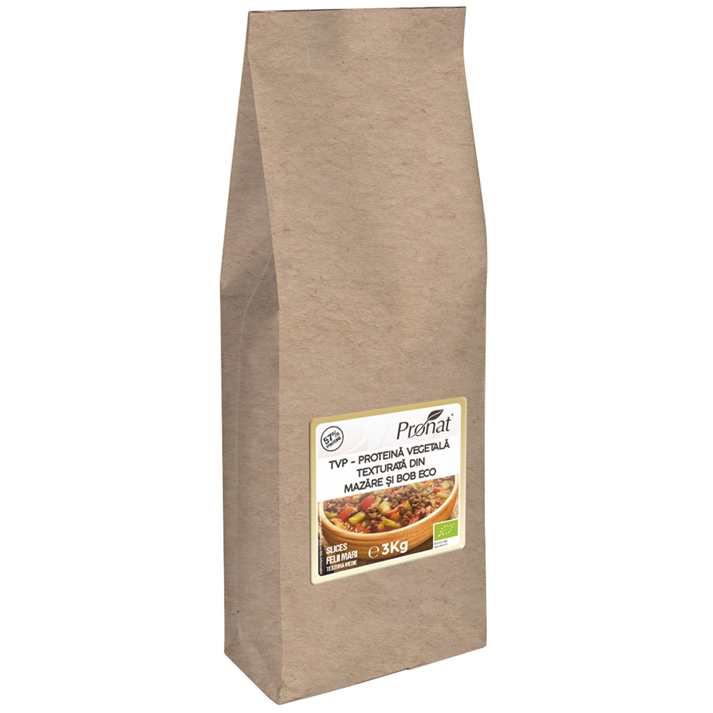 TVP - Proteina vegetala texturata din mazare si bob bio, 3kg slices (felii mari), Pronat