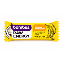 Baton proteic Raw Energy cu banane si nuca de cocos, 50g Bombus