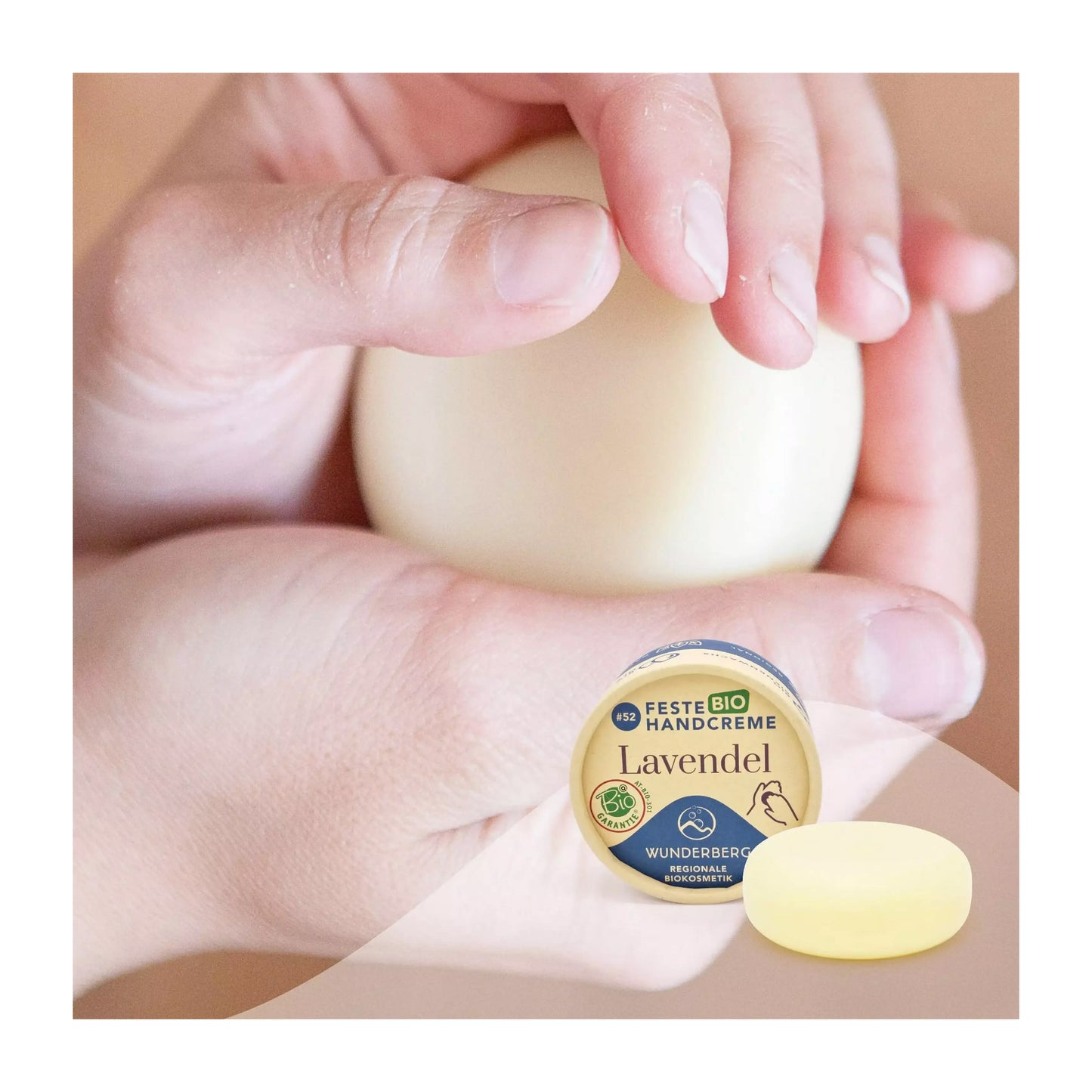 Cremă bio solidă de mâini – Lavandă, 75g Wunderberg
