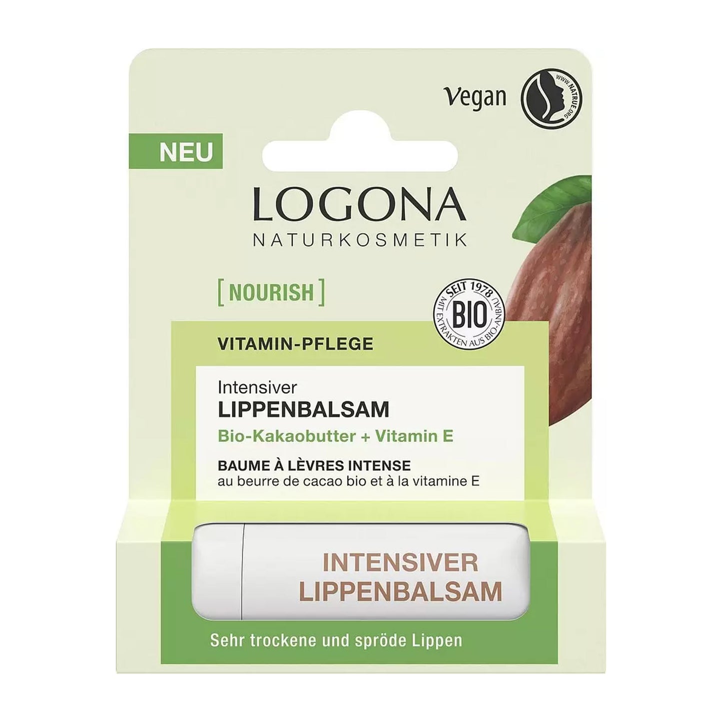 Balsam bio de buze cu unt de cacao, 4,6g Logona