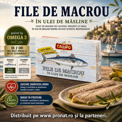 File de macrou în ulei de măsline, 125g Callipo