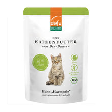 Hrană umedă pentru pisici „Harmonie” cu pui,  semințe de in și ulei de somon, bio, 85g, Defu