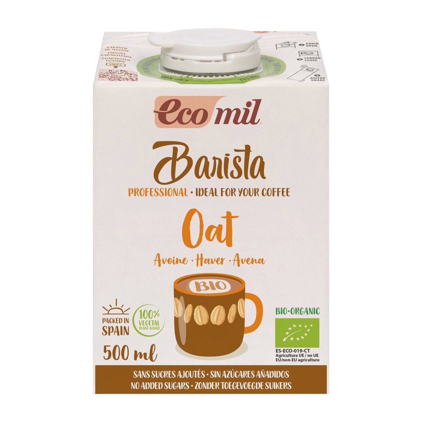 Băutură bio de ovăz pentru barista, fără zahăr, 500ml Ecomil