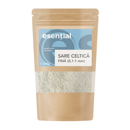 Sare celtica fina, nerafinată, neiodata, 250g Esential