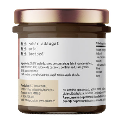 Crema de arahide cu cacao si nibs de cacao, 300 g