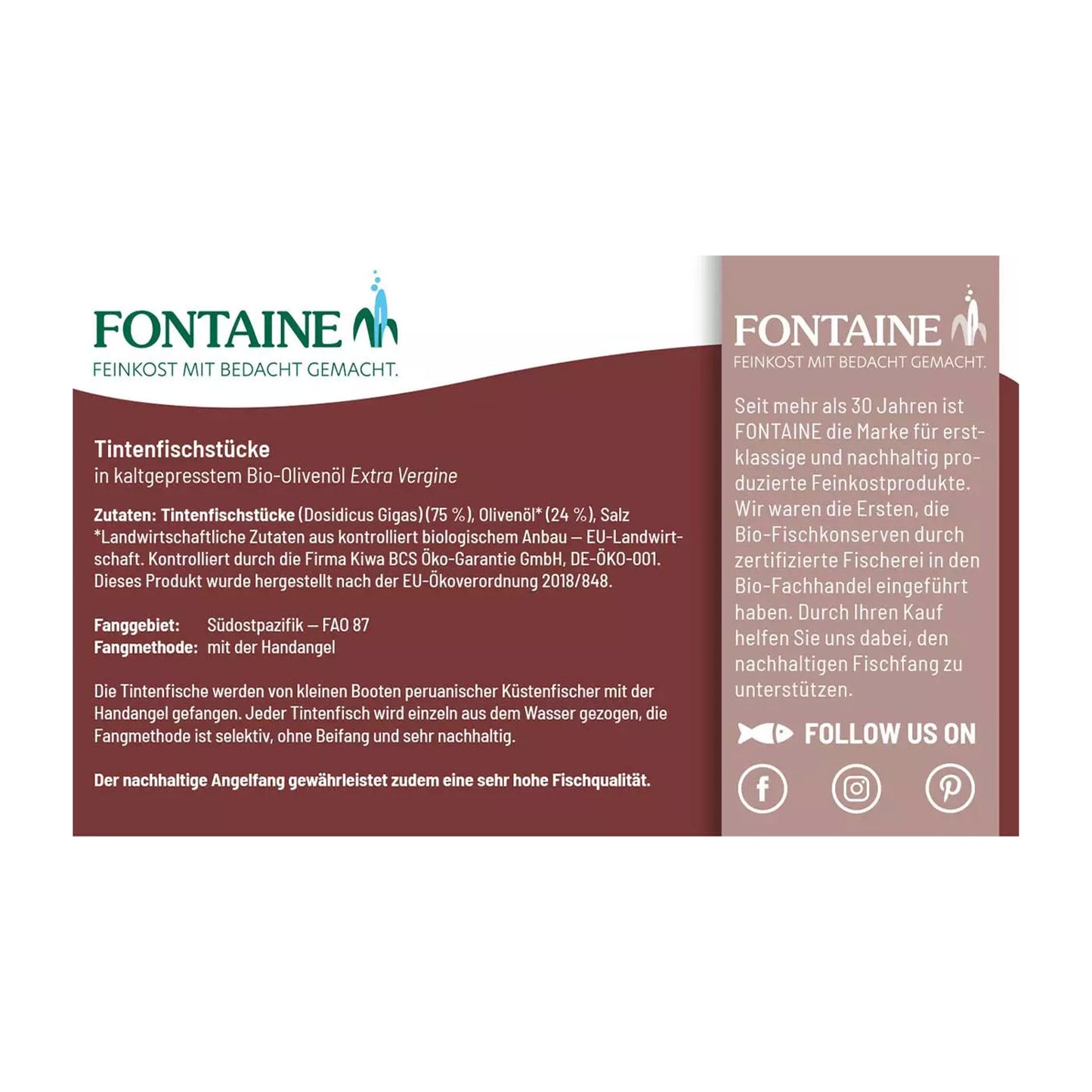 Bucăți de caracatita în ulei de masline bio extravirgin, 110g Fontaine