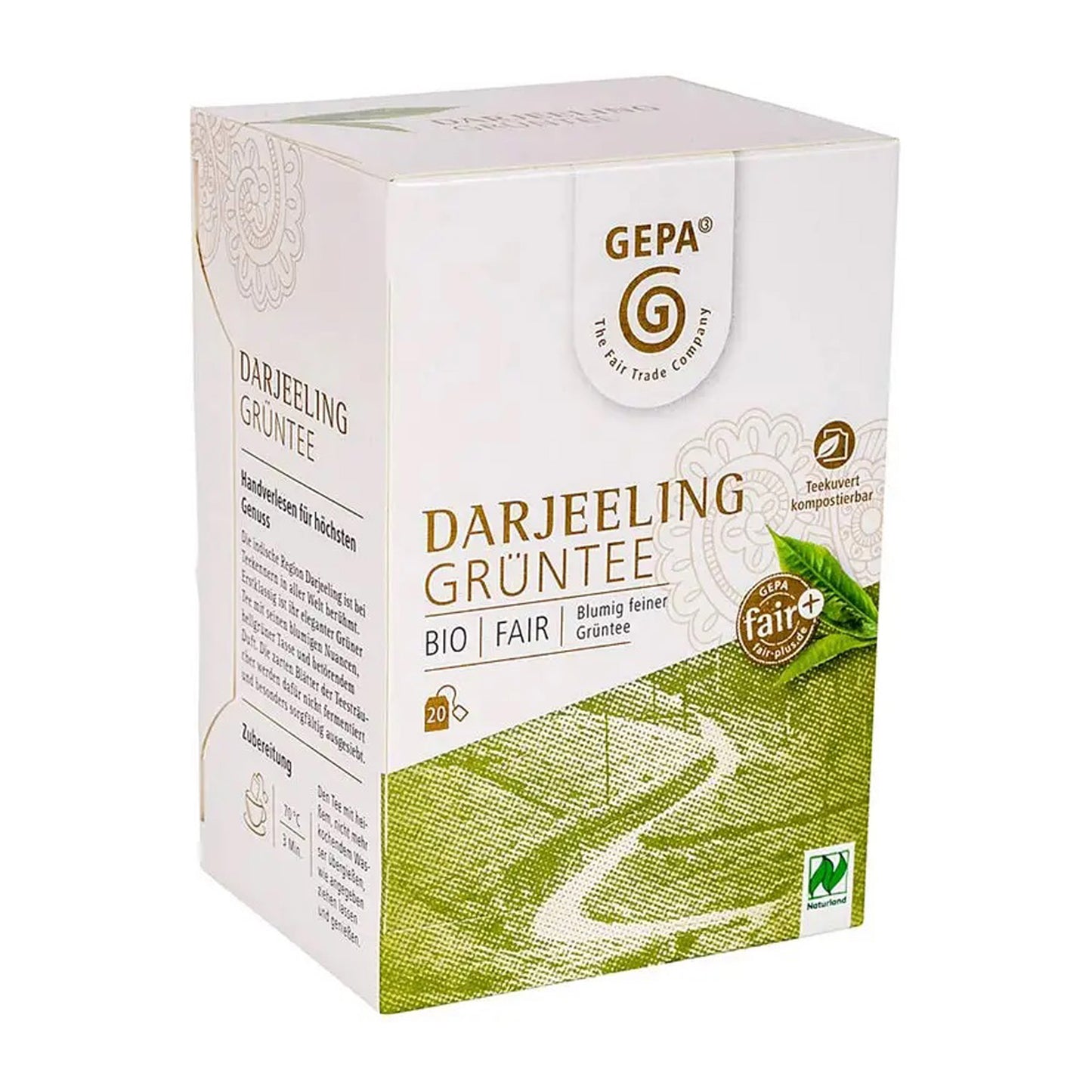 Ceai verde Darjeeling bio și fairtrade, 20 pliculete a 2 g / 40g Gepa