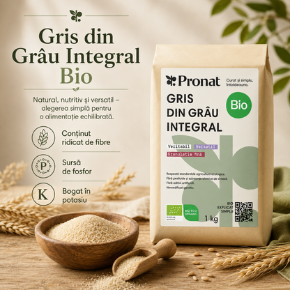 Gris bio din grau integral veritabil, Pronat
