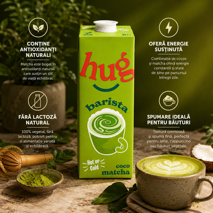 Barista de cocos și soia cu matcha, 1L Shoyce Hug