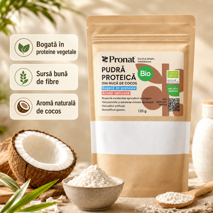 Pudra proteica bio din nuca de cocos, 120g Pronat