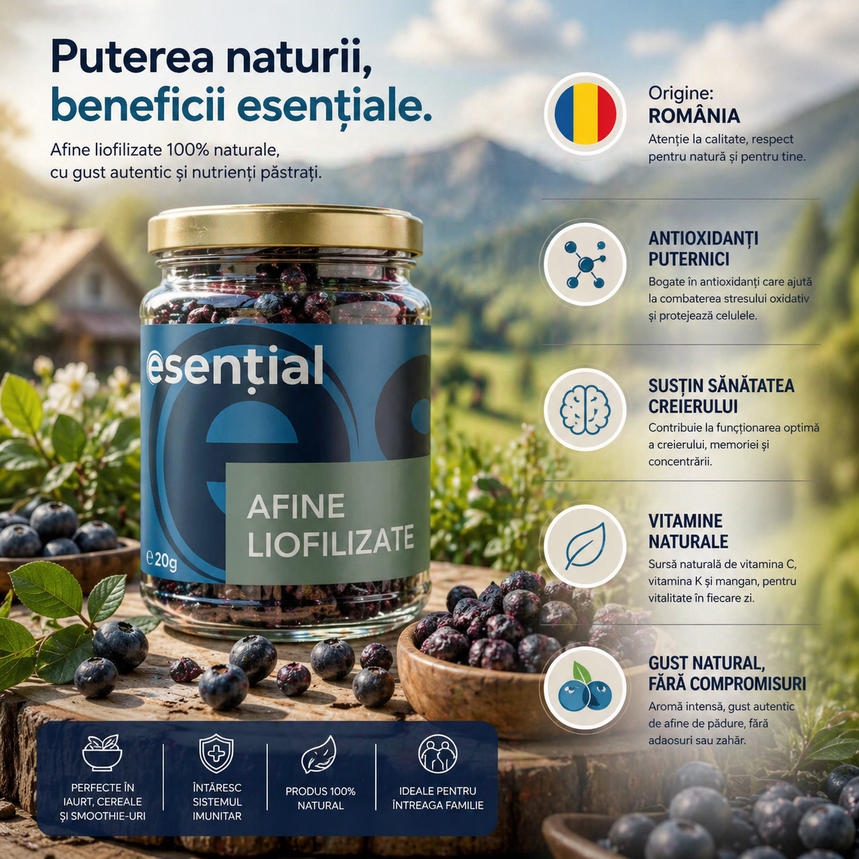 Afine liofilizate, 20g Esential