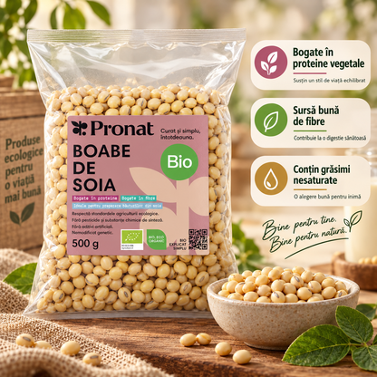 Boabe de soia bio, 500g Pronat