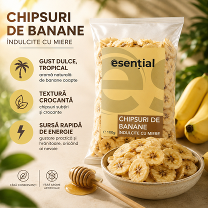 Chipsuri de banane cu miere 100g Esential