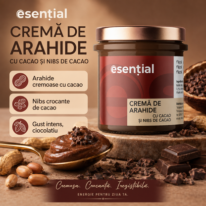 Crema de arahide cu cacao si nibs de cacao, 300 g