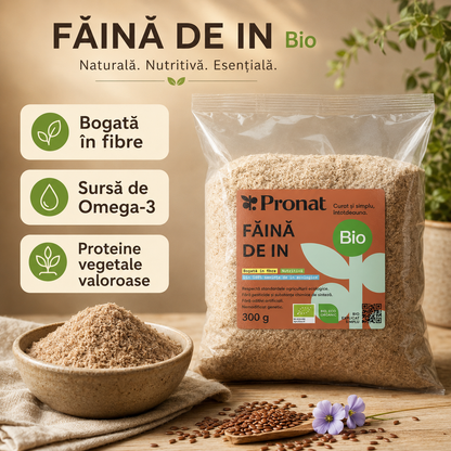 Faina bio din seminte de in, 300g Pronat