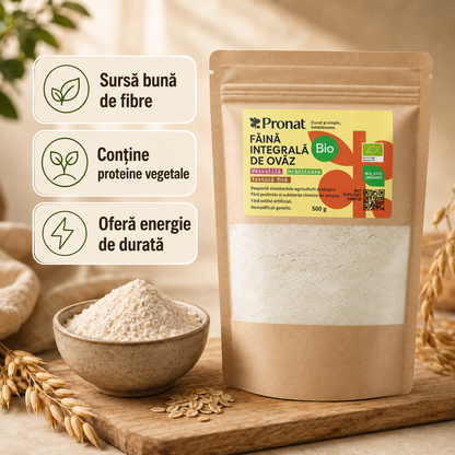 Faina integrala de ovaz bio, 500g Pronat