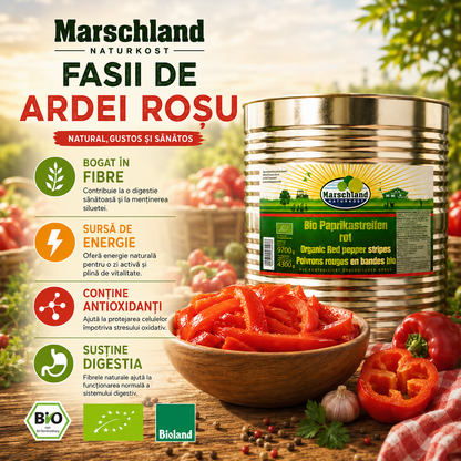 Fasii de ardei rosu bio, 10200ml, Marschland Naturkost