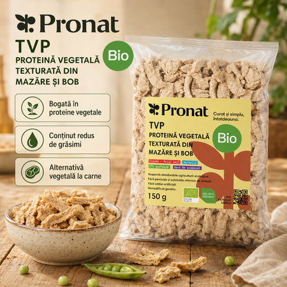TVP - Proteina vegetala texturata din mazare si bob bio, 150 g slices (felii mari), Pronat
