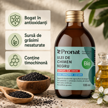 Ulei bio de chimen negru presat la rece, 100ml Pronat