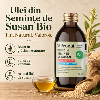Ulei bio din seminte crude de susan presat la rece, 100ml Pronat