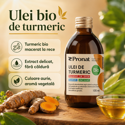 Ulei bio de turmeric (curcuma) macerat la rece, 100ml Pronat