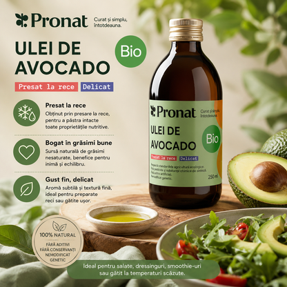 Ulei bio de avocado presat la rece, 250ml Pronat