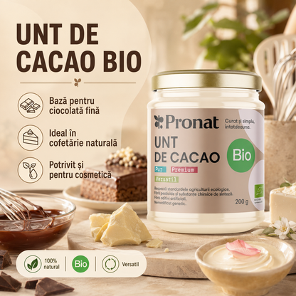 Unt de cacao bio, 200g Pronat