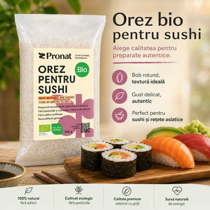 Orez bio pentru sushi, 300g Pronat