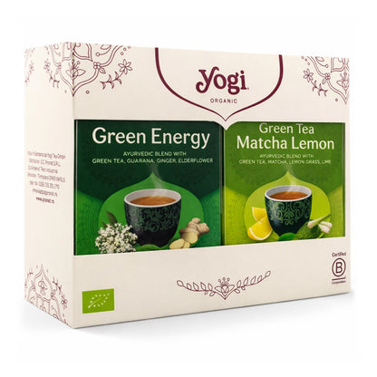 Pachet 1x Ceai Bio Energie Verde, 17 pliculețe x 1,8g (30,6g) + 1x Ceai Bio Matcha Lemon, 17 pliculețe 30.6 g Yogi Tea