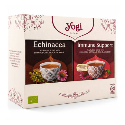 Pachet 1x Ceai Bio Sprijin Imunitar, 17 pliculețe x 1,8g (30,6g) + 1x Ceai Bio Echinacea, 17 pliculețe 30.6 g Yogi Tea