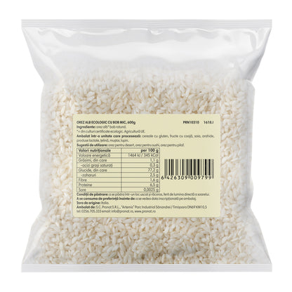 Orez alb bio cu bob mic, 600g Pronat
