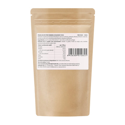 Prune uscate bio, fara samburi, 150g Pronat