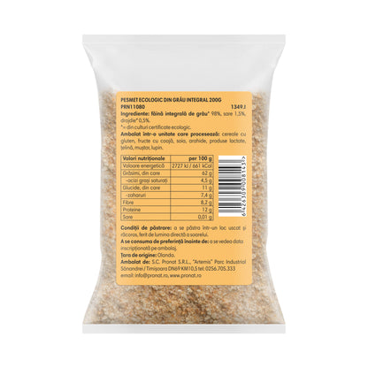 Pesmet bio din grau integral, 200g Pronat