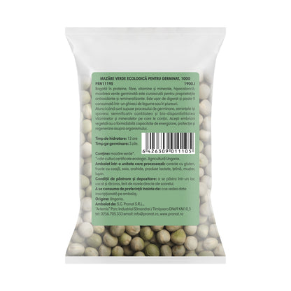 Mazare verde bio pentru germinat, 100g Pronat