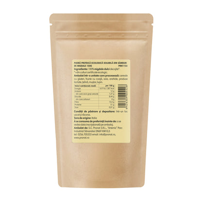 Pudra proteica solubilă bio din samburi de migdale, 150g Pronat