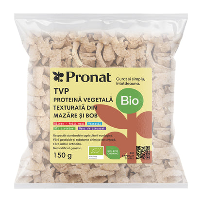 TVP - Proteina vegetala texturata din mazare si bob bio, 150 g slices (felii mari), Pronat