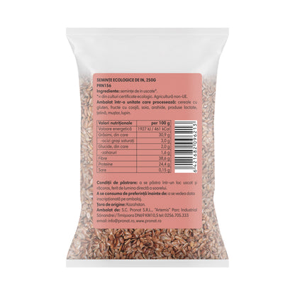 Seminte de in bio, 250g Pronat