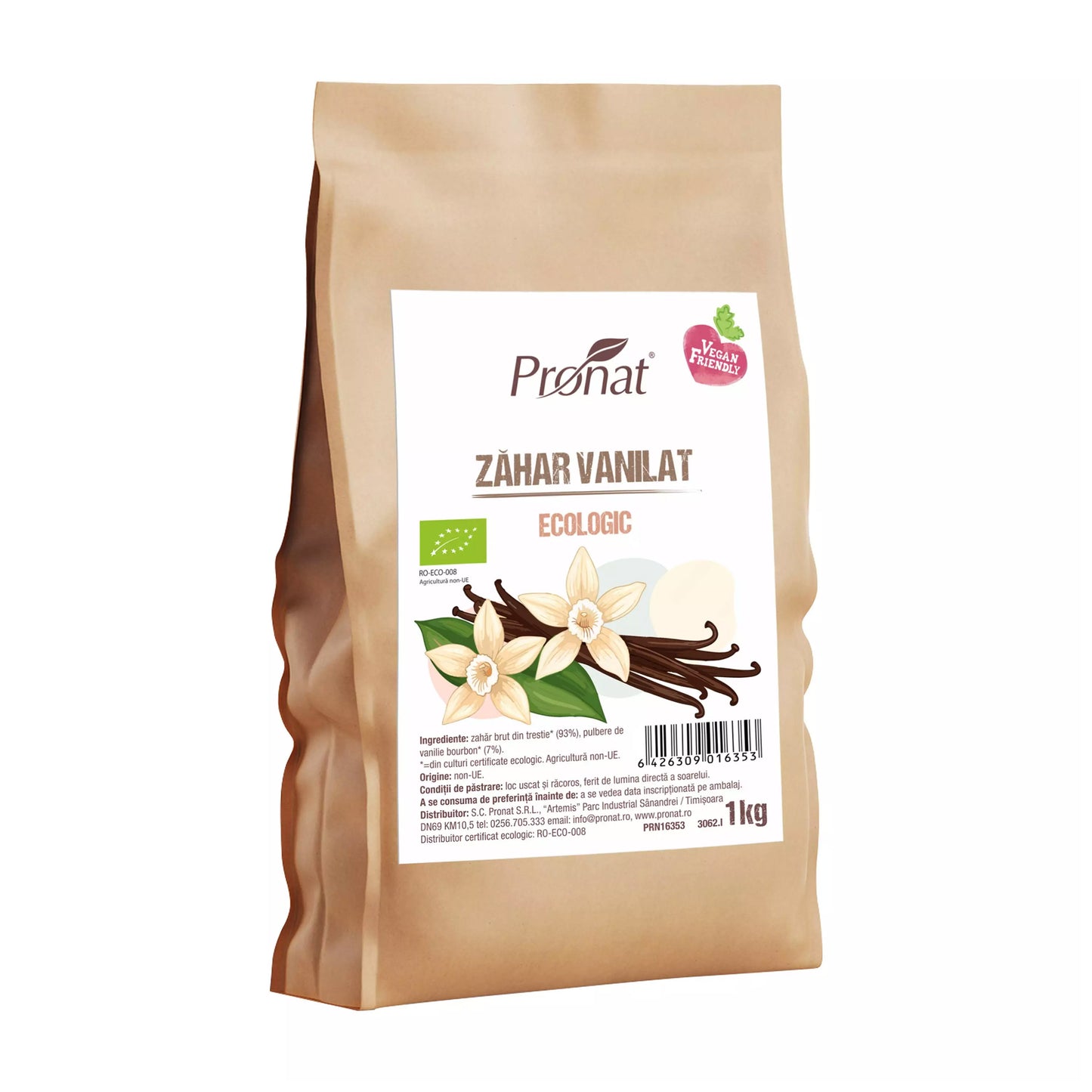Zahar vanilat bio, 1kg Pronat