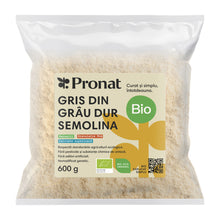 Gris bio din grâu dur semolina 600g Pronat