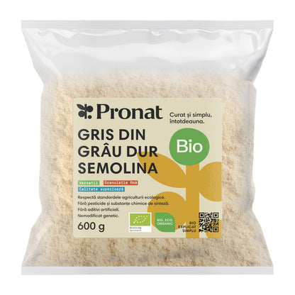 Gris bio din grâu dur semolina 600g Pronat