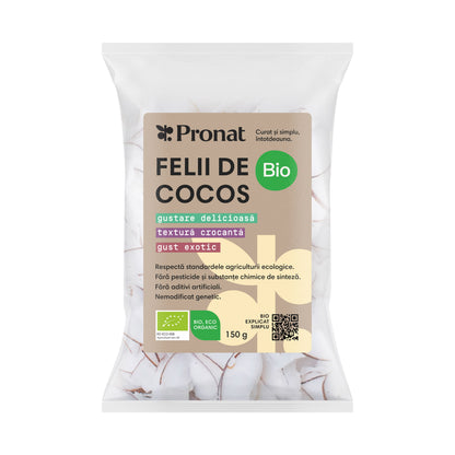 Felii bio de cocos, 150 g Pronat