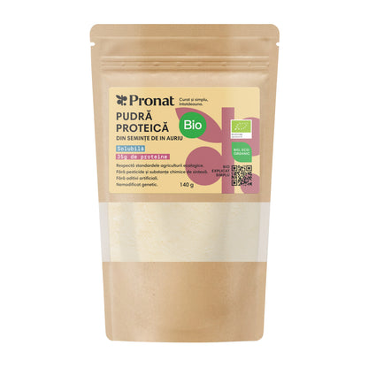 Pudră proteică solubilă bio din semințe de in auriu, 140 g
